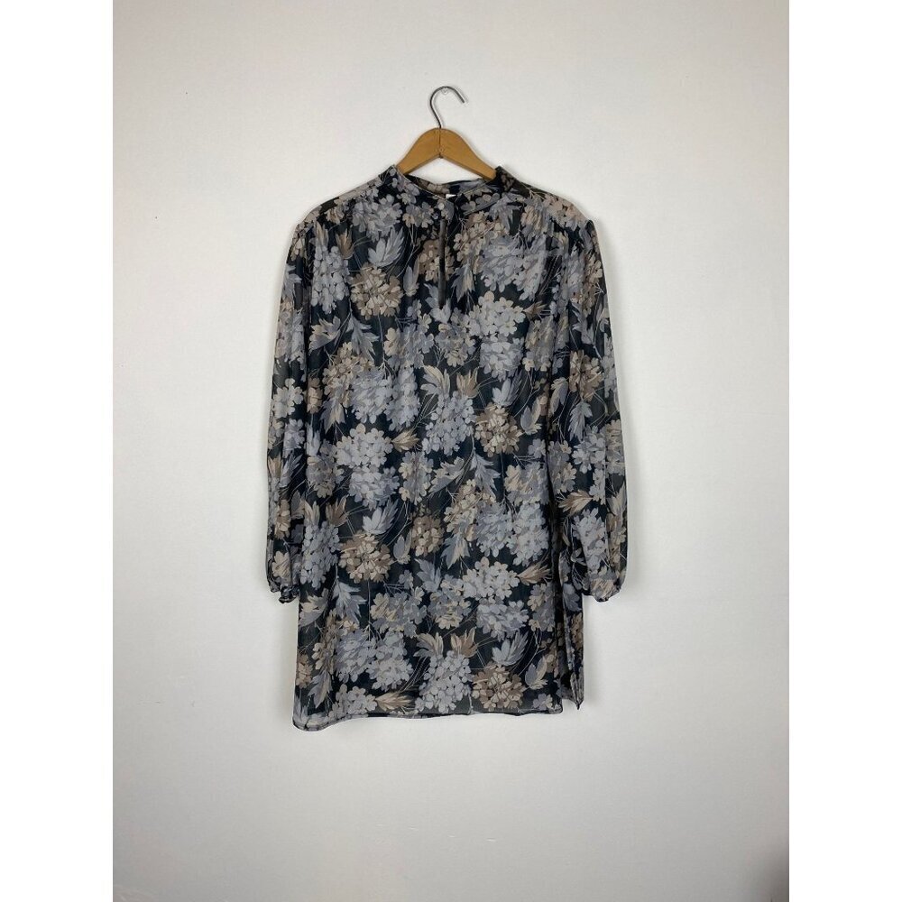 Vintage Paley Plus New York Plus Size Women's Sheer Floral Tunic Blouse, Polyest
